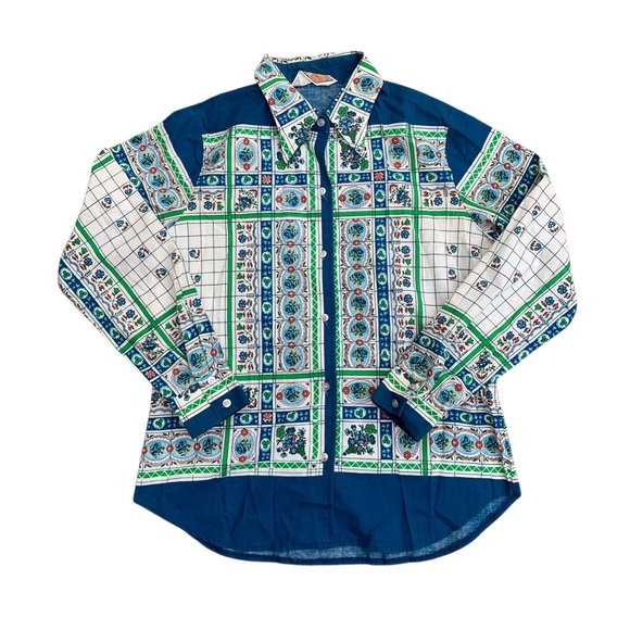 Koret Tops - Vintage 60s 70s Koret Of California Colorful Pattern Buttondown Shirt Large